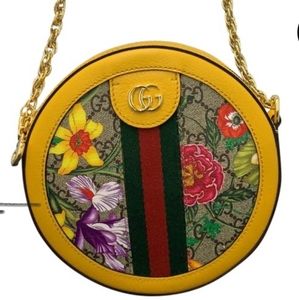 Gucci Ophidia Gg Flora Mini Round Shoulder Bag
